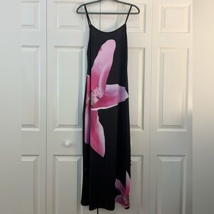 SHEIN Black Maxi Dress with Pink Floral Design